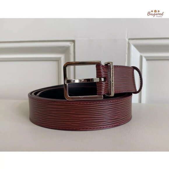 Authentic Louis Vuitton Red Epi Leather Silver Metal Square Buckle Belt 100/40 - Picture 12 of 13